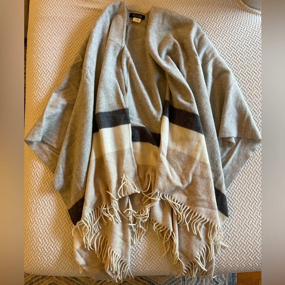 Luisa Brini Striped Wool Blanket Shawl